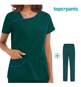 ชุดสครับแขนสั้นสำหรับผู้หญิง ชุดยูนิฟอร์มแพทย์ พยาบาล ศัลยแพทย์ ชุดป้องกันเชื้อโรค ชุดดูแลผิวหนัง ซับเหงื่อ แห้งเร็ว จากโรงงาน OEM - Product Image 2