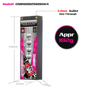 Batterie LiPo RC GNB GAONENG haute tension 4000 mAh 2S 7,6 V 100C pour voiture de course, connecteurs bullet 5,0 mm, échelle 1:10 - Product Image 4
