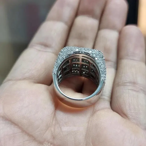 Iced Out Square Baguette <b>Ring</b> Hip Hop Jewelry Silver <b>Statement</b> <b>Ring</b> Diamond Look Cubic Zirconia Bling <b>Ring</b> - Product Image 4