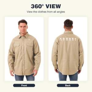 Camisa de Trabajo de Seguridad FR para Soldadura y Construcción, Retardante de Llama, Nivel CAT2, Ropa de Protección contra Vapores, Tela Twill FRC de 6.5OZ ZUNEZI - Product Image 4