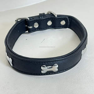 ปลอกคอสุนัขหนังวัวแท้ปรับระดับได้ พร้อมส่ง ปี 2026 ดีไซน์หรูหรา ตกแต่งด้วยโลหะรูปกระดูก ของขวัญสำหรับสัตว์เลี้ยง - Product Image 5