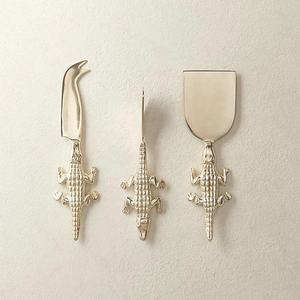 Laiton Antique Poignée En Relief Conception De Branche Tropicale En Acier Inoxydable Lame Plaquée Argent Épandeurs Décoratifs Ensemble De Fromage - Product Image 5