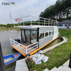 Chine maison d'eau préfabriquée conteneur solaire ponton hangar à bateaux kit péniche coque en aluminium <span class=keywords><strong>hôtel</strong></span> flottant <span class=keywords><strong>de</strong></span> luxe avec moteur - Product Image 5