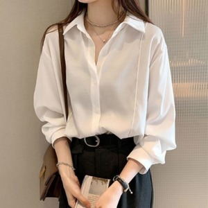 เสื้อเชิ้ตแขนยาวผู้หญิง คอปกพับได้ สีพื้น สไตล์ลำลอง ติดกระดุม สำหรับฤดูใบไม้ผลิและฤดูใบไม้ร่วง เหมาะสำหรับใส่ทำงานหรือใส่ลำลอง - Product Image 2