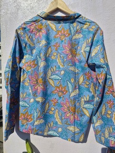 Conjunto de pijama de algodón con estampado floral para mujer, ropa de dormir, conjunto suave y transpirable, camisa con botones y pantalones. - Product Image 6
