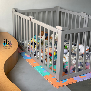 Parc pour bébé en bois de pin gris moderne personnalisable, lit d'enfant polyvalent pour chambre d'enfant et salon, répondant aux exigences du client - Product Image 1