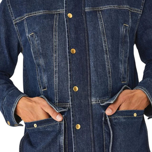 Chaqueta Vaquera para Mujer, Manga Larga, Cierre de Botones, Estilo Utilitario con Capucha, Resistente al Viento, para Otoño, Corte Regular, Color Sólido - Product Image 3