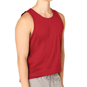 Camiseta sin mangas para hombre, hecha a medida, estilo boxy, corta, con control de humedad, de poliéster/algodón, tejido ligero, estilo urbano, transpirable, para gimnasio. - Product Image 3