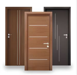 Porte intérieure moderne en bois composite creux avec finition PVC, résistante à l'eau, taille et couleur personnalisées pour villa, salle de bain et école - Product Image 2