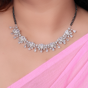 Silver Cubic Zirconia <b>Fashion</b> <b>Necklace</b> Dainty Party Wear for Handmade Dainty Trendy Women's Wedding Jewelry Classic Chain Gift - Product Image 3