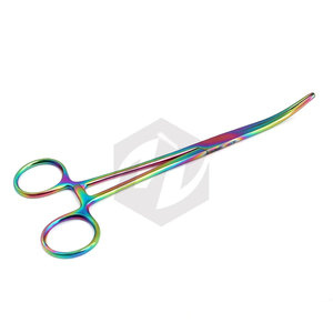 Pinzas Hemostáticas Multicolores Rainbow Pean de 8 Pulgadas, Pinzas Curvas de Acero Inoxidable con Acabado Multicolor Arcoíris, Profesionales para Cirugía - Product Image 1