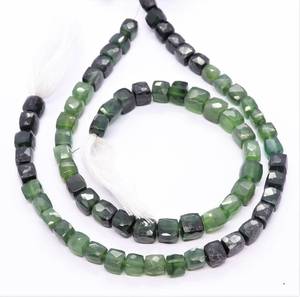 AAA Natural Serpentine Faceted Cube Beads 5-6 MM Serpentine Box Shape Beads 9 Inch 3D Cube <b>Gemstone</b> Beads For Jewelry Making - Product Image 1