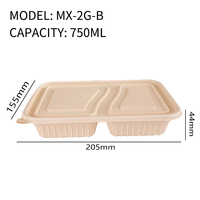 Boîte de récipient alimentaire biodégradable jetable paquet vert conteneur de compartiment à base de plantes d'amidon de maïs avec couvercle