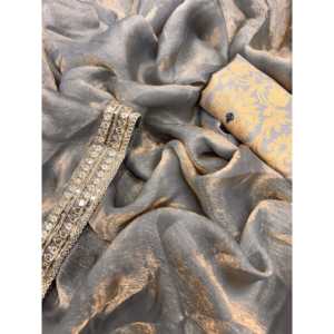 Saree à bordure en dentelle avec broderie Dori Work Robes élégantes - Product Image 4