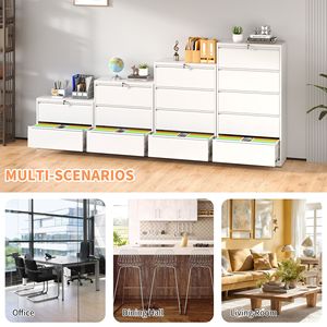 Armoire de classement métallique blanche à 2 tiroirs verrouillable pour bureau à domicile, armoire de classement latérale avec serrure - Product Image 5