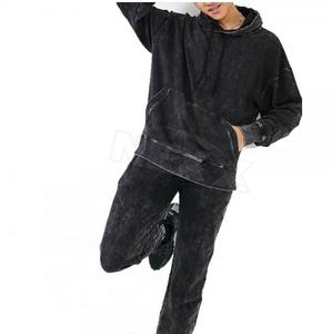 Survêtement Homme Grande Taille Asna Industrial Co Personnalisé 420gsm Épais Effet Vieilli Délavé Streetwear Hiver Strass Uni - Product Image 4