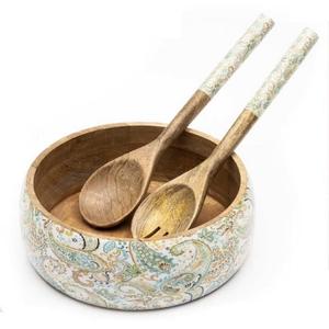 Vente directe d'usine - Ensemble de bols à salade en bois - Grand bol en bois d'acacia pour servir des fruits, des desserts, des salades - Ensemble de cuillères à salade - Articles de cuisine - Product Image 2