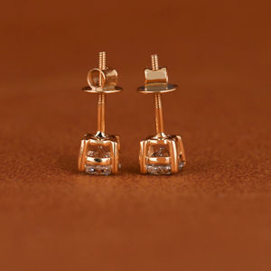 Pendientes de Moda con Incrustaciones de Diamantes Moissanite de Corte Redondo en Plata de Ley 925, Chapados en Oro de 14k, Unisex - Product Image 4
