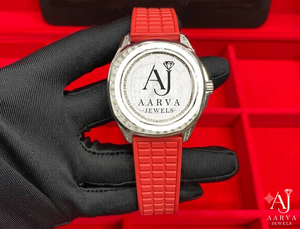 Montre de luxe à quartz avec bracelet en acier inoxydable, cadran en cristal saphir et accents en moissanite pour affichage analogique, boîte incluse - Product Image 1