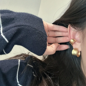 Clip d'oreille en argent sterling S925, style coréen, mode japonaise, style Matsumoto Huinai, bijou d'oreille simple et tendance. - Product Image 5