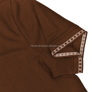 Premium Brown Men's Short Sleeve Casual Polo High Performance Golf Polo Shirt Solid Casual Contrast Trim Collar Button Up <b>Tops</b> - Product Image 4
