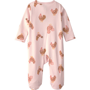 <b>Cute</b> Printed Footie Romper for Baby Girls with Snap Closure and Applique Feet Full Sleeve O-Neck Unisex Full-Season Wear - Product Image 2