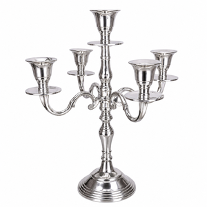 Elegant 3-Arm Metal Candelabra <b>Silver</b> Candle Holder Tall Vintage Wedding Centerpiece Tabletop Antique Style <b>Candlestick</b> Stand - Product Image 5