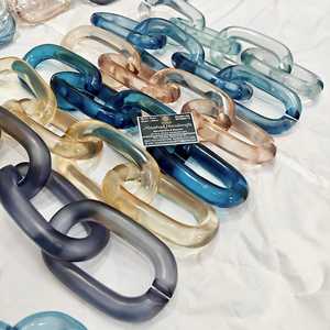 Cadena de eslabones de resina para decoración de pared, cadena transparente abierta para pared, hebilla de cadena, joyería DIY, cadena de eslabones cubanos de plástico acrílico para decoración de pared - Product Image 6