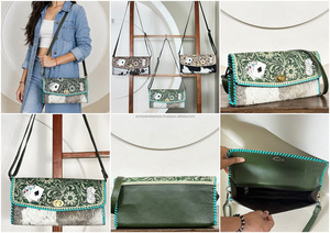 Sac à bandoulière en cuir usiné artisanal unique avec gaufrage floral et carte Sac à bandoulière en cuir véritable pour femme - Product Image 3