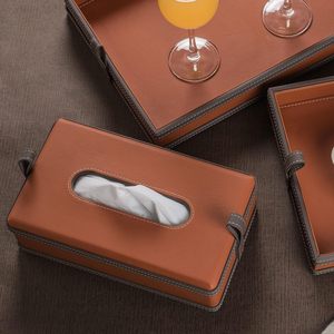 Caja de pañuelos de cuero moderna en oferta, dispensador de servilletas para baño, hogar, oficina y restaurante, color naranja - Product Image 5