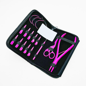Kit d'outils pour extensions de cheveux, pinces en acier inoxydable rose blush avec pinces de sectionnement, aiguilles à perles, aiguilles de type C - Product Image 3