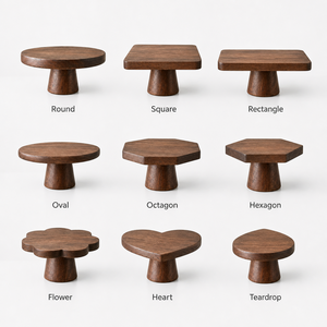 Support à gâteau rond en bois fait main, plateau écologique réutilisable pour desserts, mariages, fêtes, outils de pâtisserie, compatible lave-vaisselle - Product Image 3
