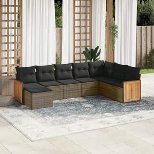 Conjunto de Sofás de Jardín de Ratán PE Gris y Acero con Recubrimiento en Polvo, Muebles de Exterior Duraderos - Product Image 1