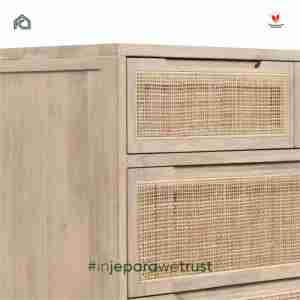 Modern Solid Teak Wood Rattan <b>Sideboard</b> Buffet Cabinet Scandinavian Japandi Room <b>Storage</b> Handmade Custom Hotel Villa Furniture - Product Image 4