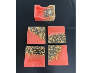 Excellent Style Swirl Resin <b>Coaster</b> Eco-Friendly Durable Tea <b>Coasters</b> Set 4 Pcs Square Shape Non Slip Tableware Drink Mats & Pad - Product Image 1