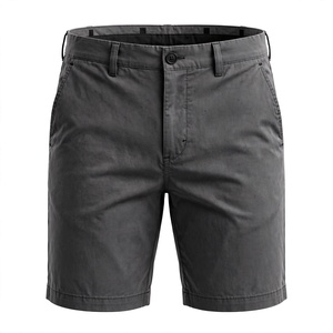 Shorts Bermuda Homme Gris Foncé Taille Mi-Haute Élastique Décontracté Couleur Unie Tricoté Imperméable Polyester/Coton avec Poches - Product Image 1