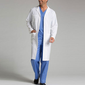 Bata de Laboratorio de Algodón Blanca para Hombre con Nombre de Hospital Personalizado, Manga Larga, Uniforme de Hospital Tejido, Vista Trasera - Product Image 3