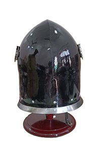 Casco Barbuta Medieval con Acabado Negro, Armadura de Caballero de Acero Suave para Reenactment, Exhibición Histórica, Disfraz y Decoración del Hogar - Product Image 4
