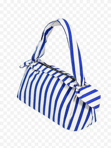 Bolso Tote de Hombro de Lona Texturizada con Rayas Azules y Blancas, Forro de Poliéster, Cierre de Cremallera, para Uso Diario y Viajes (Todas las Temporadas) - Product Image 1