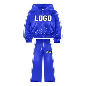 Conjunto Deportivo Personalizado Estilo Y2K para Hombre, Sudadera con Capucha Lavada al Ácido, Pantalones Deportivos Anchos con Corte Acampanado, Ropa de Moda Hip Hop de Gran Tamaño - Product Image 2