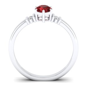 Anillo REYES con Granate de Corte Redondo de 0.5 Quilates en Oro Blanco Sólido de 14K, Anillos de Compromiso con Diamantes Certificados por IGI para Ella - Product Image 4