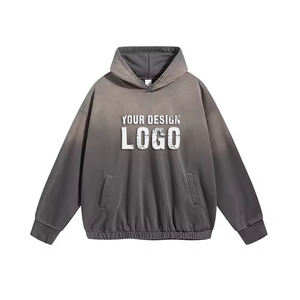 Custom Men <b>Sun</b> Faded Hoodie 400gsm Cotton Fleece Oversized Vintage Streetwear Pullover Wholesale Supplier - Product Image 5