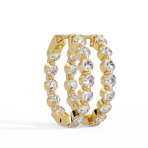 Premium Inside Out Hoop <b>Earrings</b> 14K Solid Gold Lab Grown Diamond VVS VS CVD HPHT Diamond Huggie Hoops Anniversary <b>Fine</b> Jewelry - Product Image 3