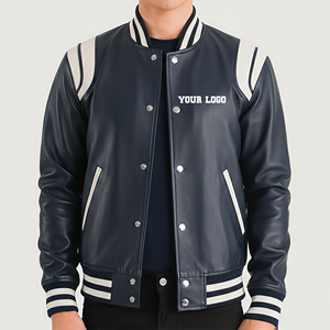 Veste universitaire en cuir 100% véritable, épaisse, à prix abordable, avec logo brodé personnalisé, pour le baseball et le collège, vente en gros - Product Image 4