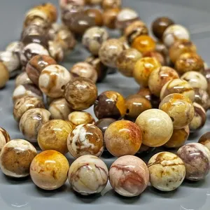 Cuentas de Piedra Preciosa de Jaspe Natural de Cacahuete, Redondas y Lisas de 6mm, Grado AA+, para Fabricación de Joyería, Venta al Por Mayor - Product Image 1