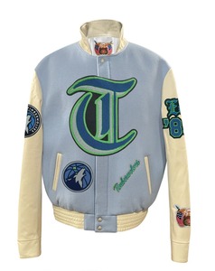 Veste universitaire en laine et cuir des Minnesota Timberwolves, bleu ciel - Product Image 1