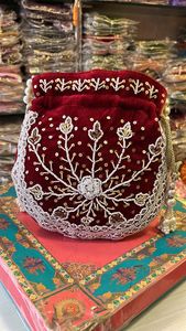 Women and Girl's Traditional Indian Handmade Pearl <b>Embroidered</b> Latest Design Women Wedding Gift Coin Potli <b>Bags</b> for Girls - Product Image 6