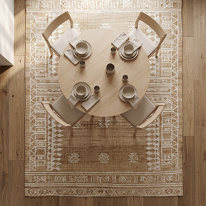 Handcrafted Handwoven Jute <b>Rug</b> Beige Ivory Geometric Pattern Textured Anti-Slip <b>Thick</b> <b>Pile</b> Area Carpet Living Room Bedroom - Product Image 4