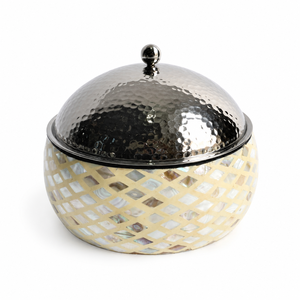 Cazuela de Lujo para Calentar Comida con Incrustaciones de Madreperla |   Tazón para Servir Hotpot de Acero Inoxidable |   Juego de utensilios de cocina árabes para Eid Ramadán - Product Image 1