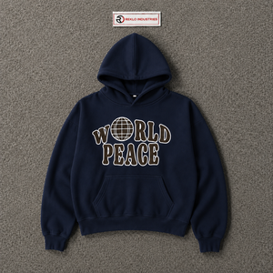 World Peace <b>Navy</b> Blue Hoodie Oversized Streetwear Graphic Pullover Unisex Casual Fleece Hooded <b>Sweatshirt</b> Globe Print Vintage Ur - Product Image 5